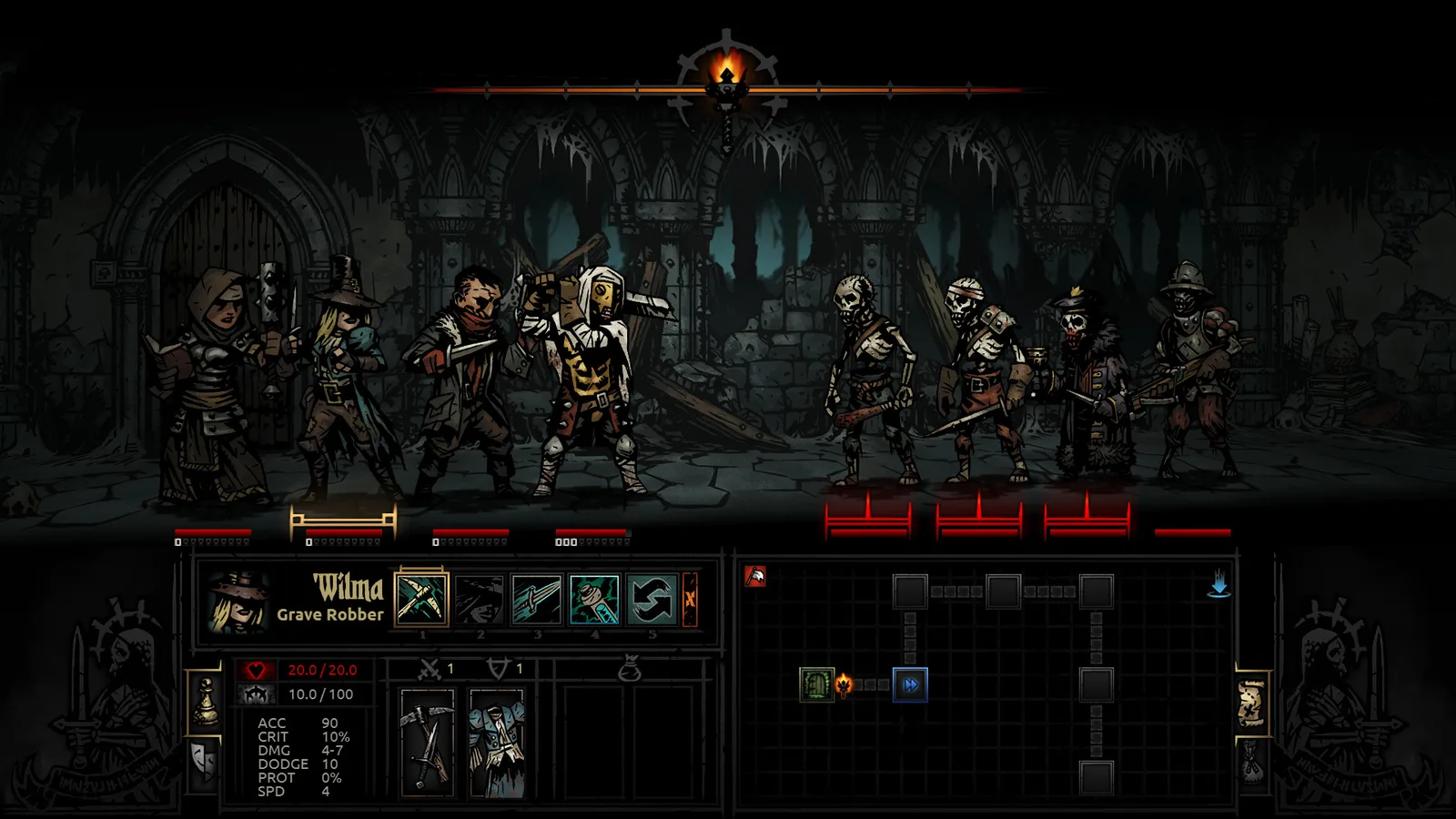 Бой в Darkest Dungeon