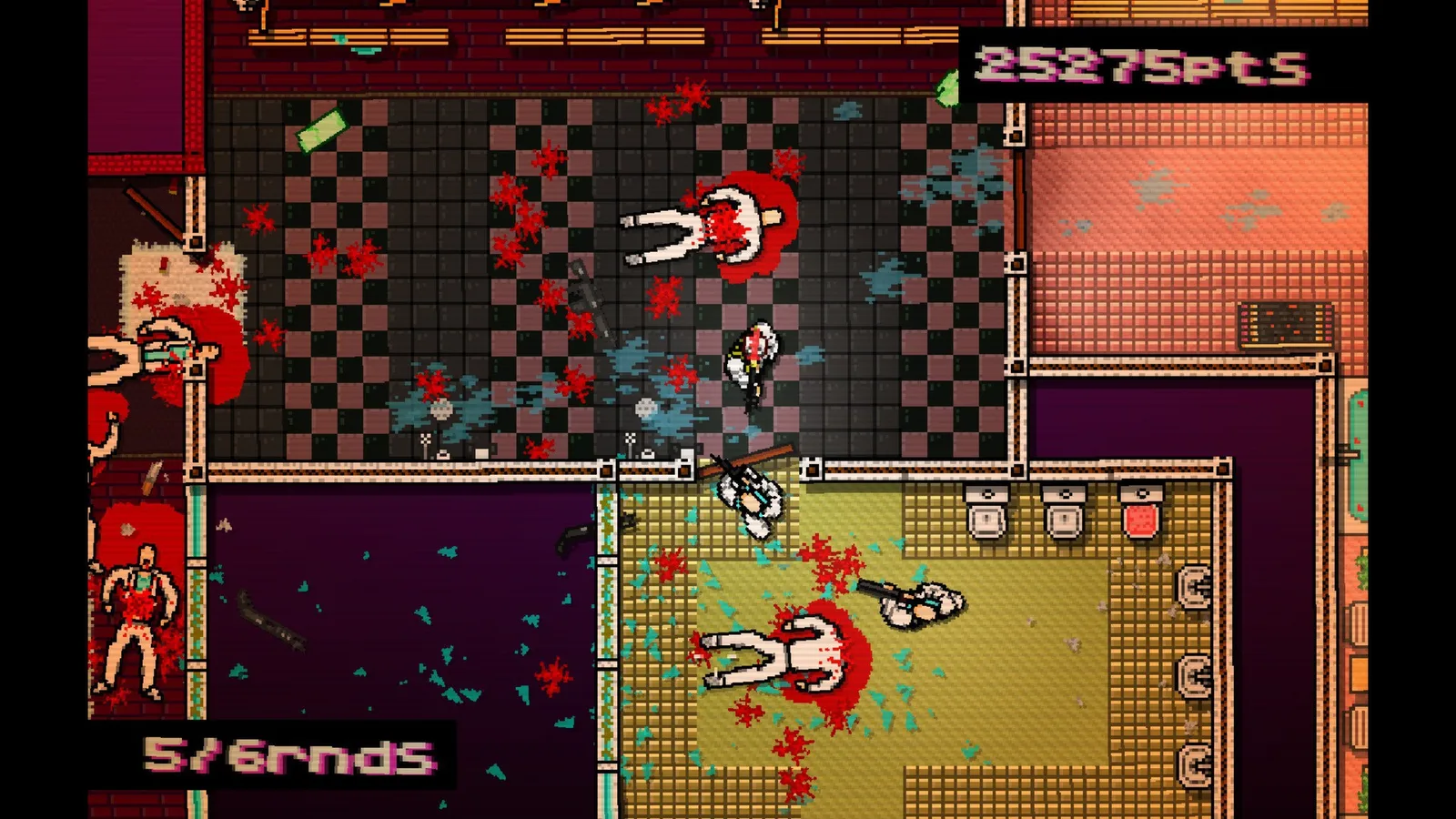 Этаж с шахматным полом в Hotline Miami, высокий счёт очков