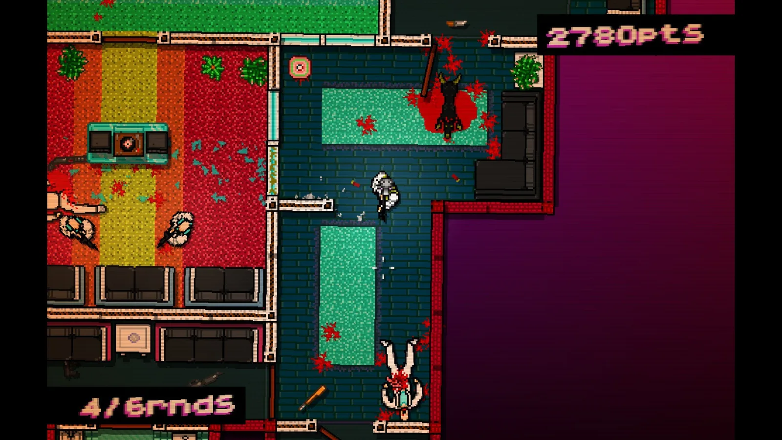 Кислотные ковры и неон в уровне Hotline Miami