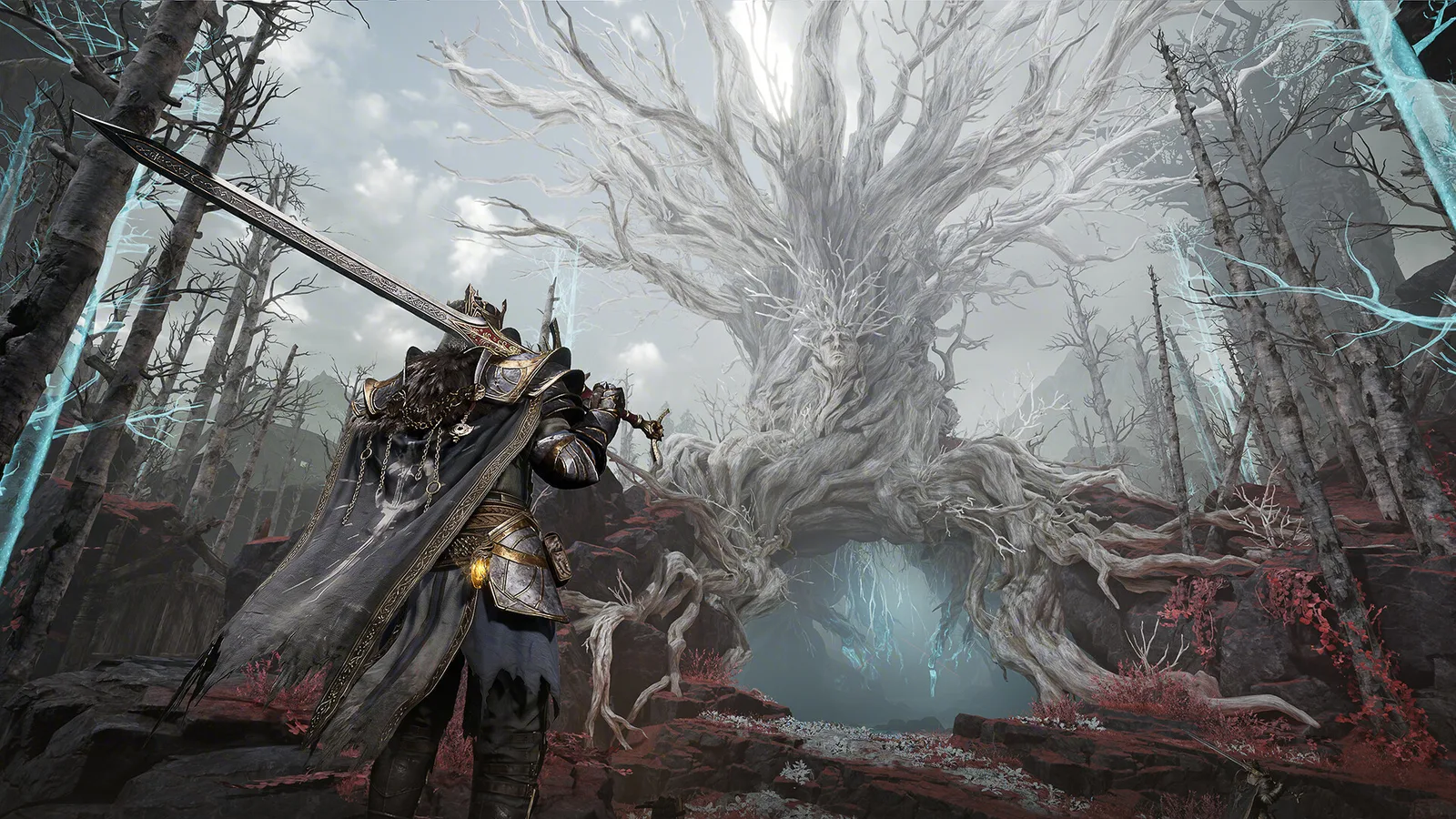 Mistfall Hunter — охотник с двуручником у древа-исполина