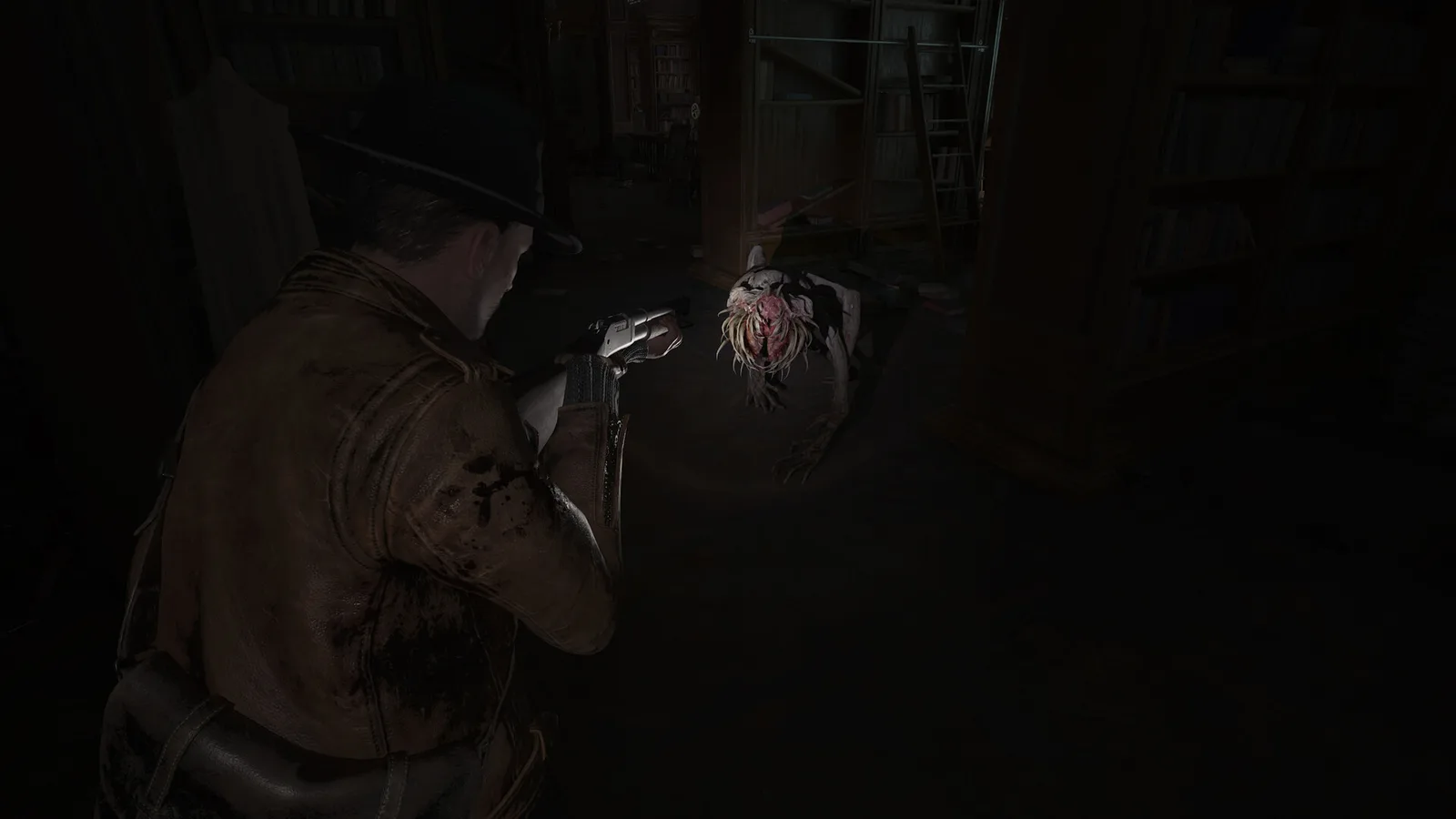 Перестрелка в тёмном помещении в The Sinking City 2