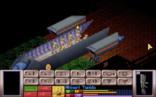 Отряд бойцов X-COM в десантном отсеке транспорта перед высадкой